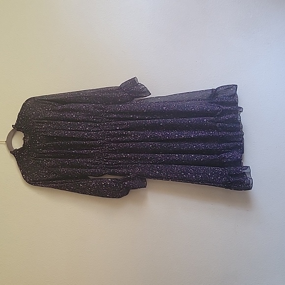 Boheewohee midi cowlneck raffle dress size large navy blue pink yellow - Picture 6 of 16